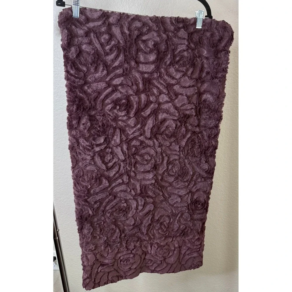Minky 34x19 Pillow Cover Case Purple Plush Rosette Rose Textured Luxury Comfort